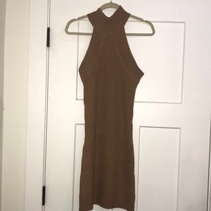 NWOT High Neck Camel Sweater Dress